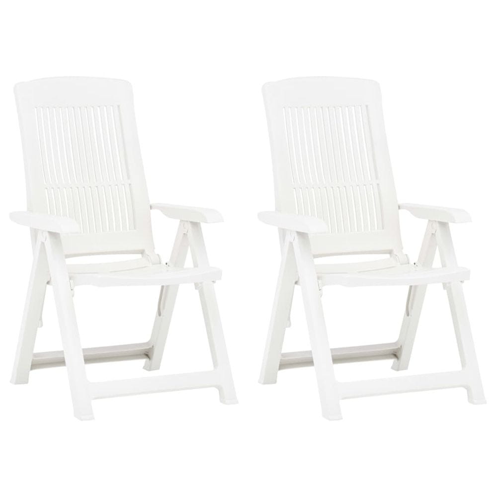 Vidaxl Sklápacie záhradné stoličky 2 ks plastové biele
